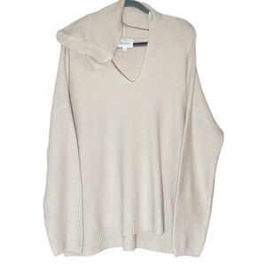 Korye beige hooded pull on loose fit sweater size 2X